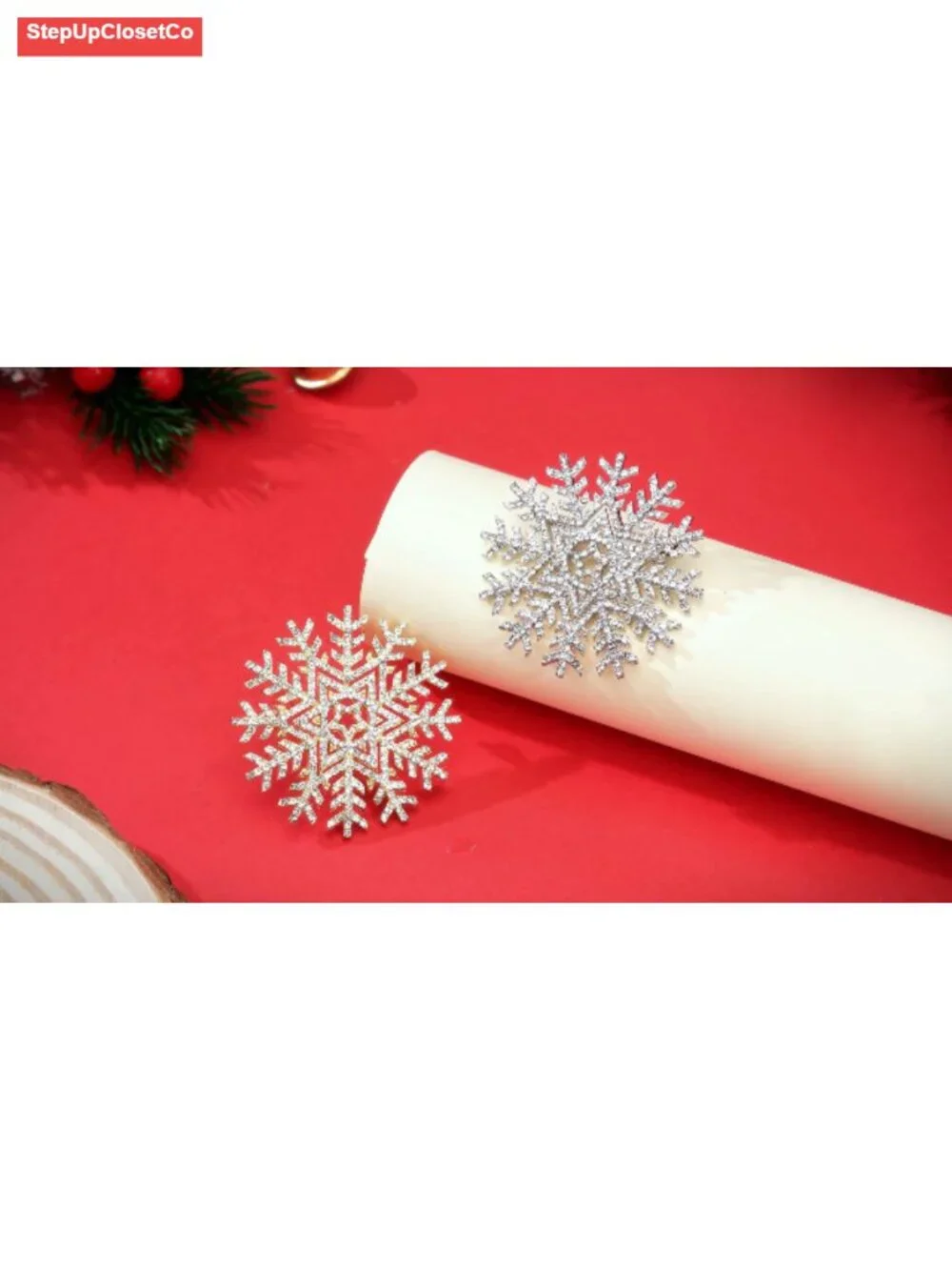 Crystal Snowflake Brooch Pin Elegant Winter Accessory for Shawl Dress